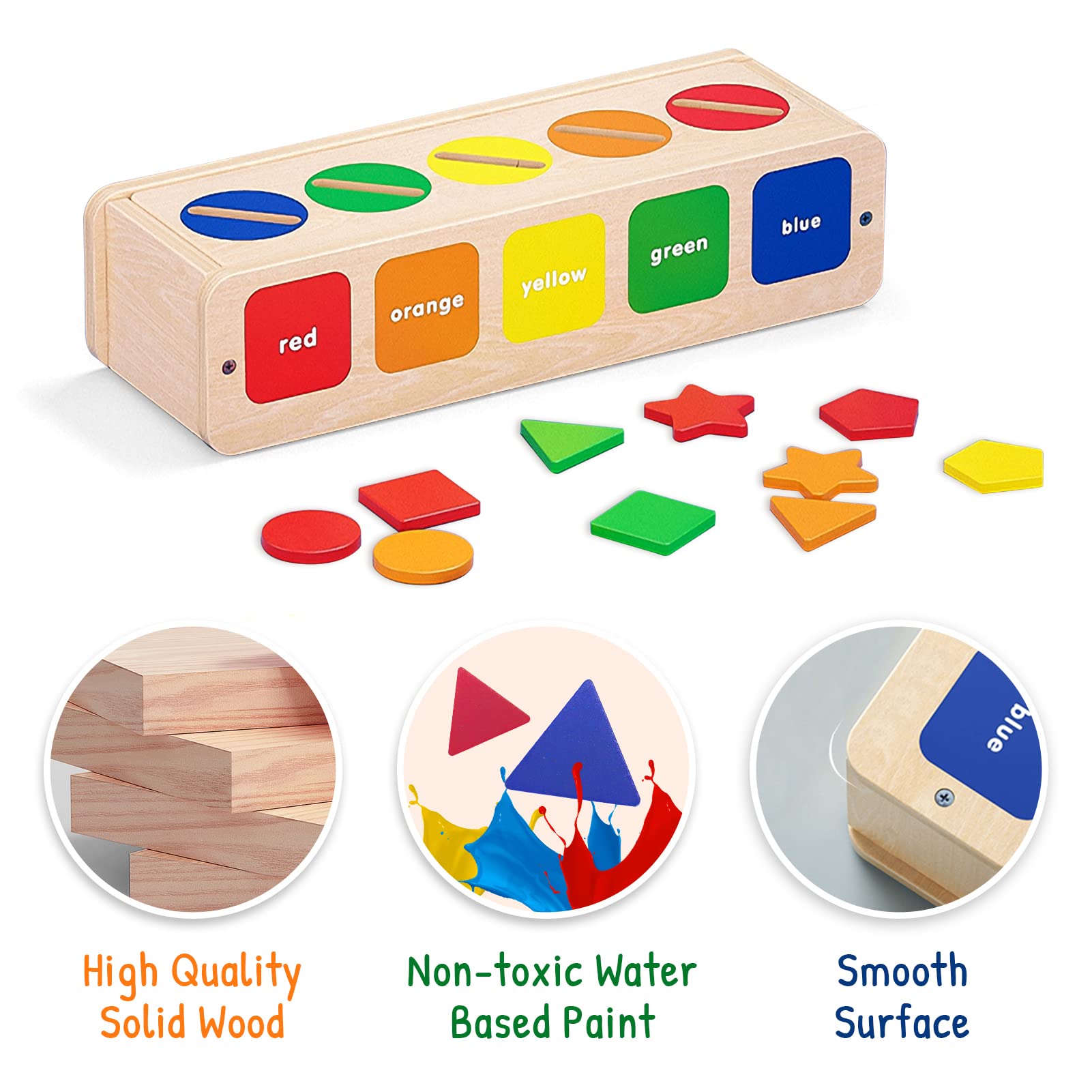 Montessori Wooden Toddler Toy – Color & Shape Sorting Educational Toy for Boys & Girls