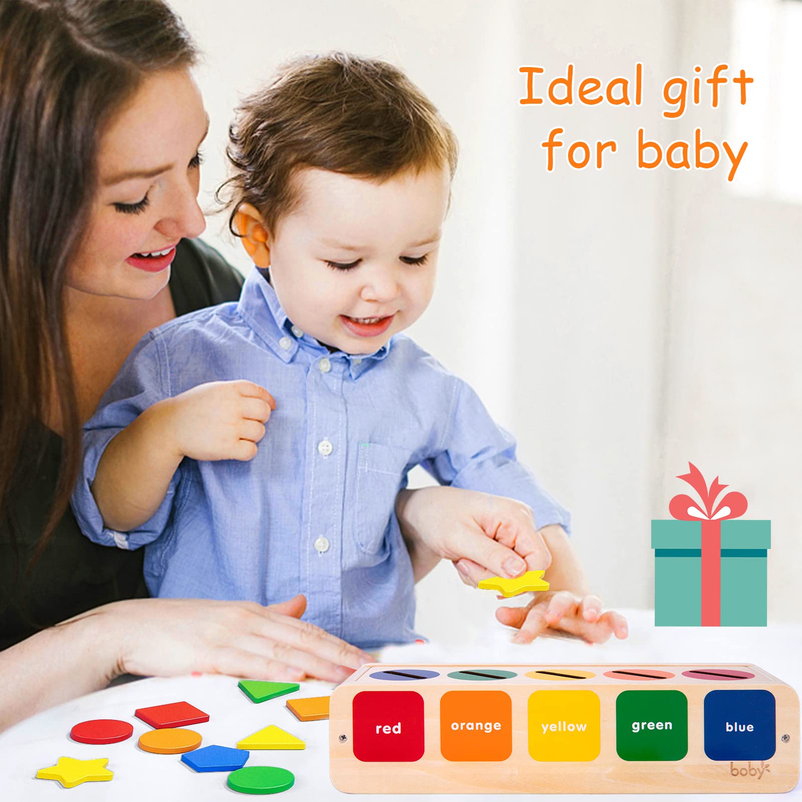 Montessori Wooden Toddler Toy – Color & Shape Sorting Educational Toy for Boys & Girls