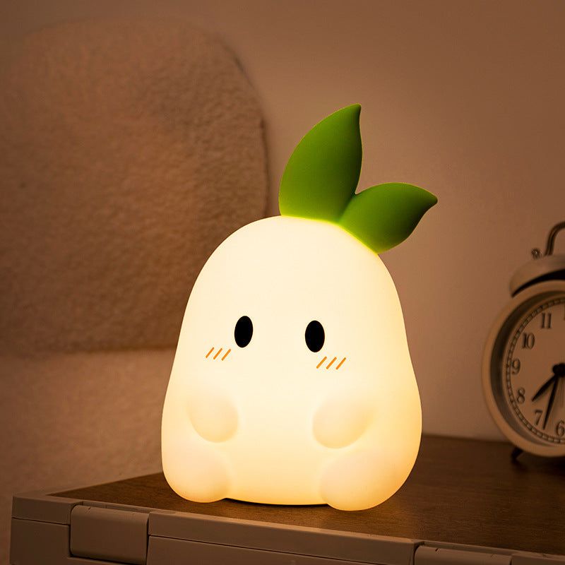 Squishy Silicone Cute Radish LED Night Light - Perfect Gift for Kids and Girls