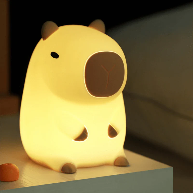 Capybara With Turtle LED Squishy Night Light For Gift USB Rechargeable Capybara Lamp