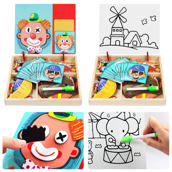 Wooden Creative Faces Magnetic Puzzle Box - EXPLORE, PLAY, & REPEAT!