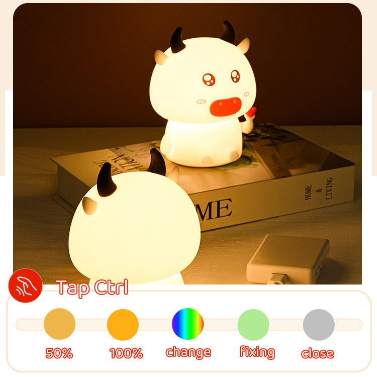 Cow Night Light LED Squishy Silicone Lamp Best Gift for Baby and Girl