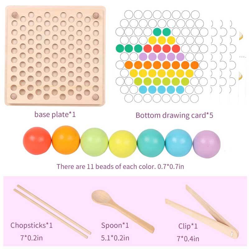 Wooden Peg Board Beads Game