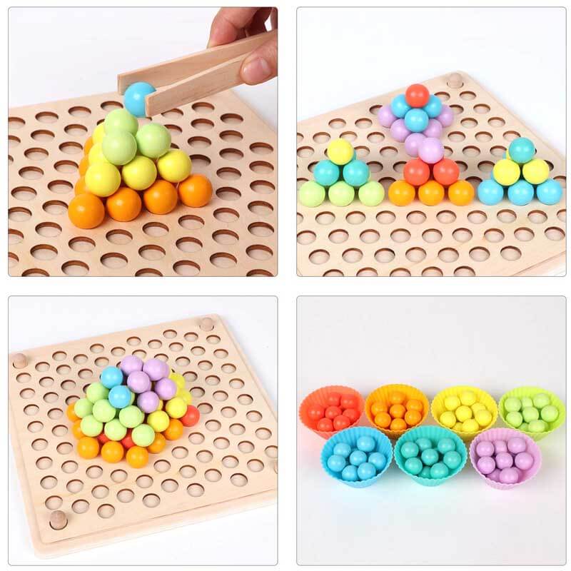 Wooden Peg Board Beads Game