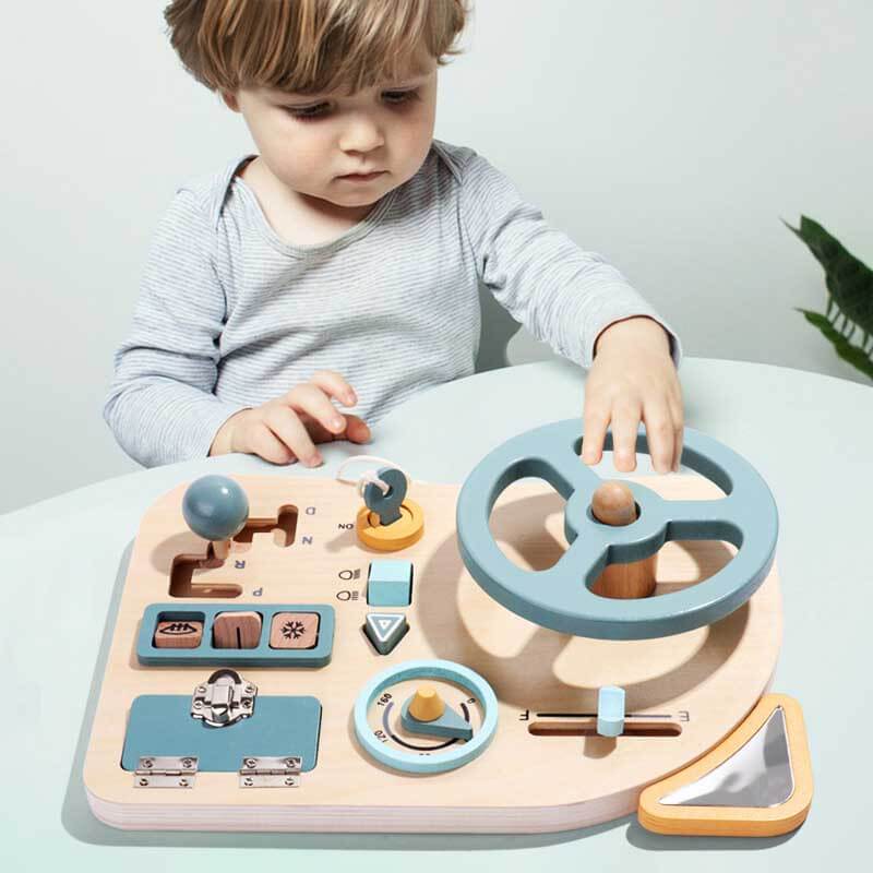 Wooden Analog Steering Wheel Toy