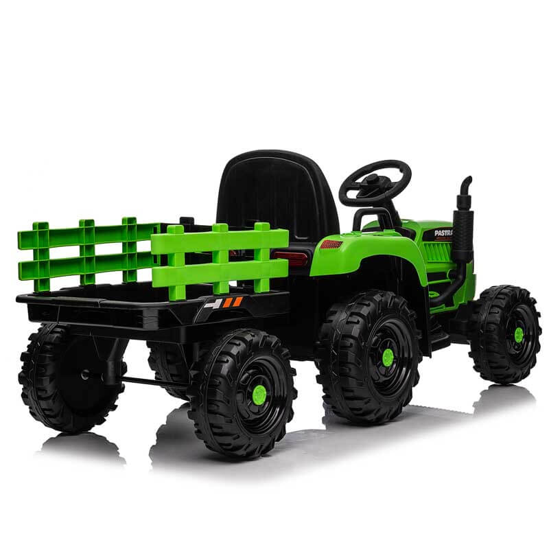 Green Ride on Tractor with Trailer