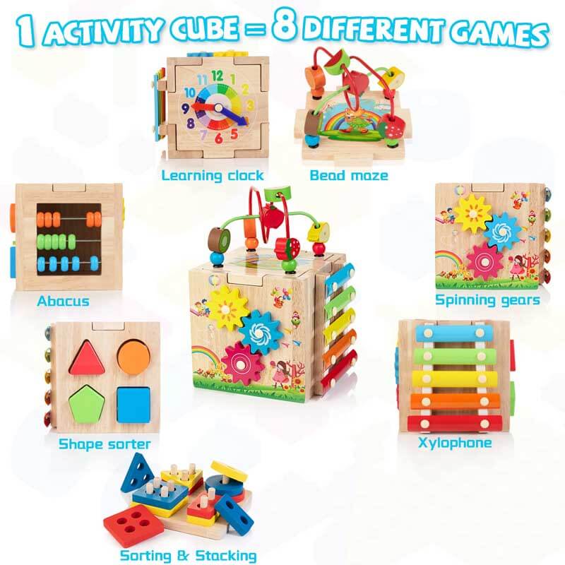 Montessori Wooden Activity Cube