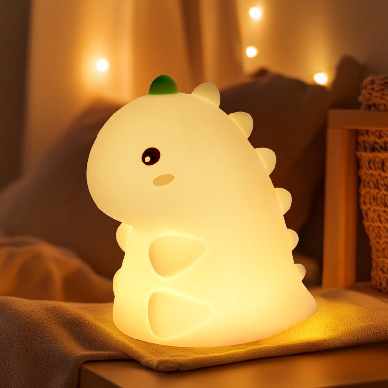 Squishy Silicone Dinosaur LED Night Light - Perfect Gift for Kids and Girls