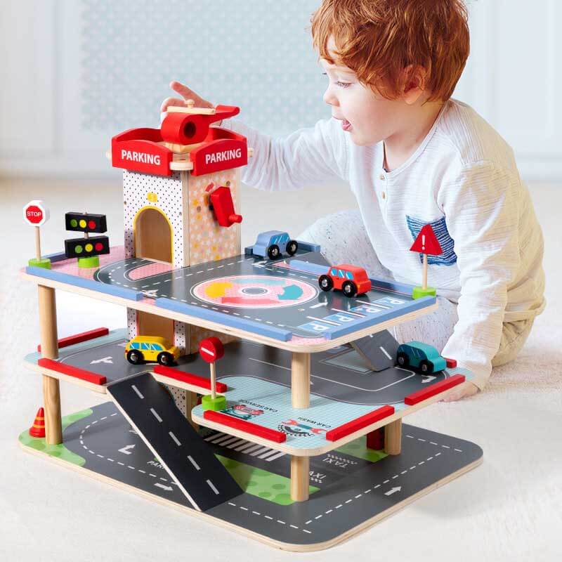 Wooden Parking Garage Playset