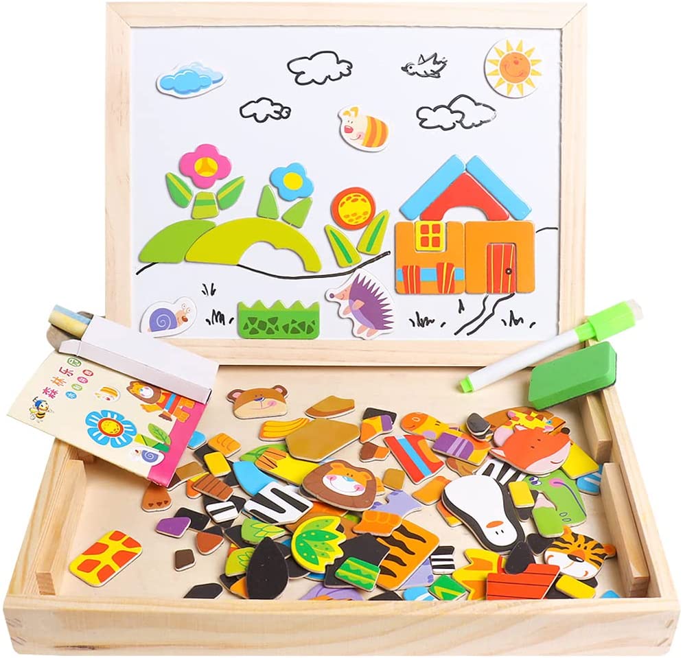 Wooden Creative Faces Magnetic Puzzle Box - EXPLORE, PLAY, & REPEAT!