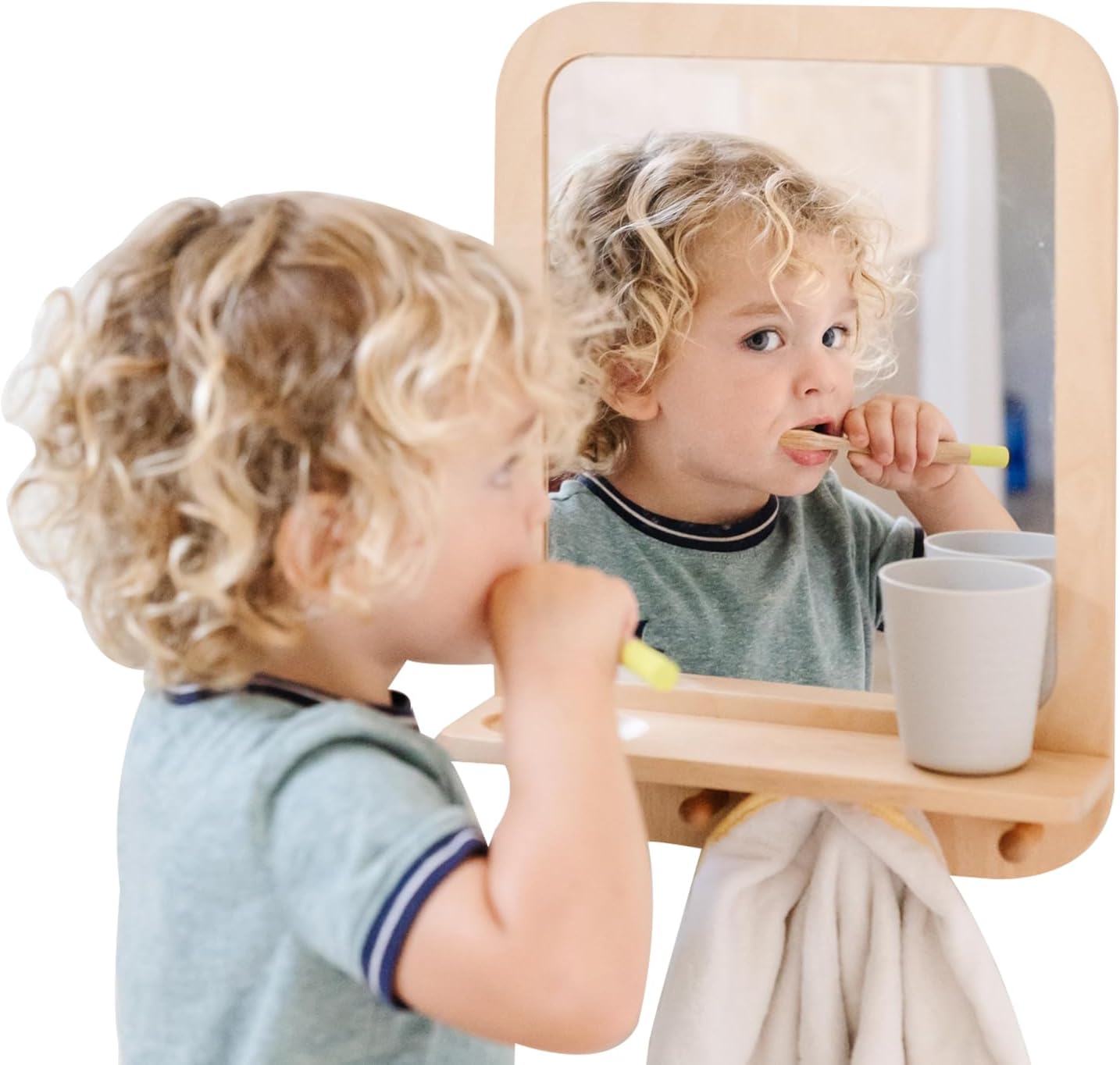 Montessori Wooden Acrylic Mirror for Toddlers