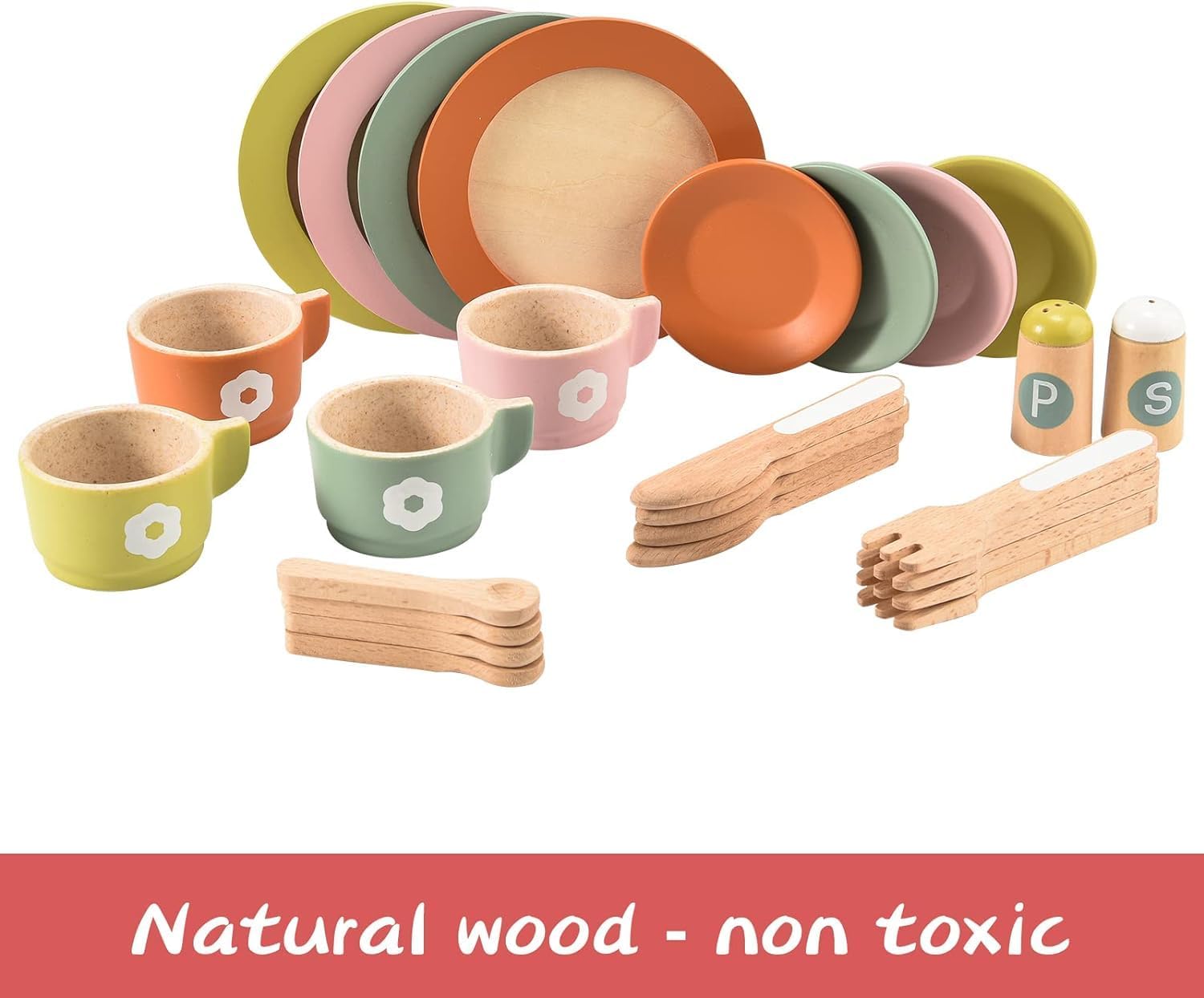 Montessori Wooden Dinnerware Set for Toddlers