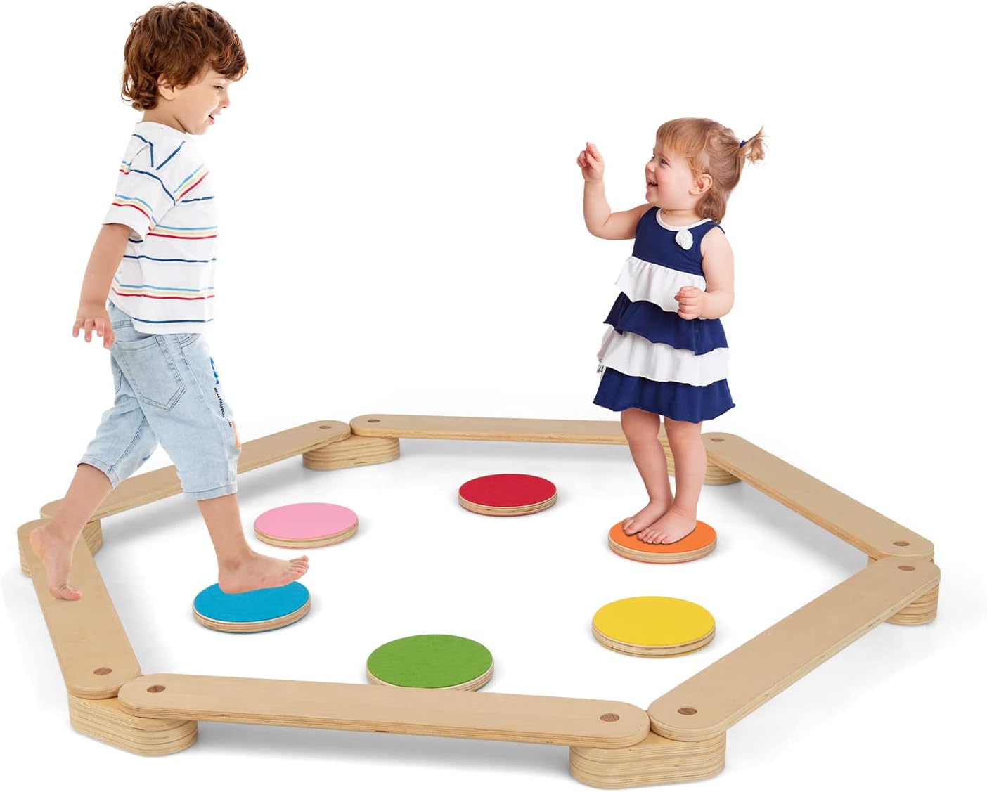 Montessori Wooden Balance Beams with Stepping Stones Set