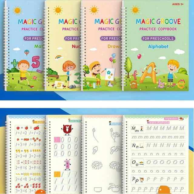 MrGrooveBook™- 4 Pcs Magic Practice Copybook Set