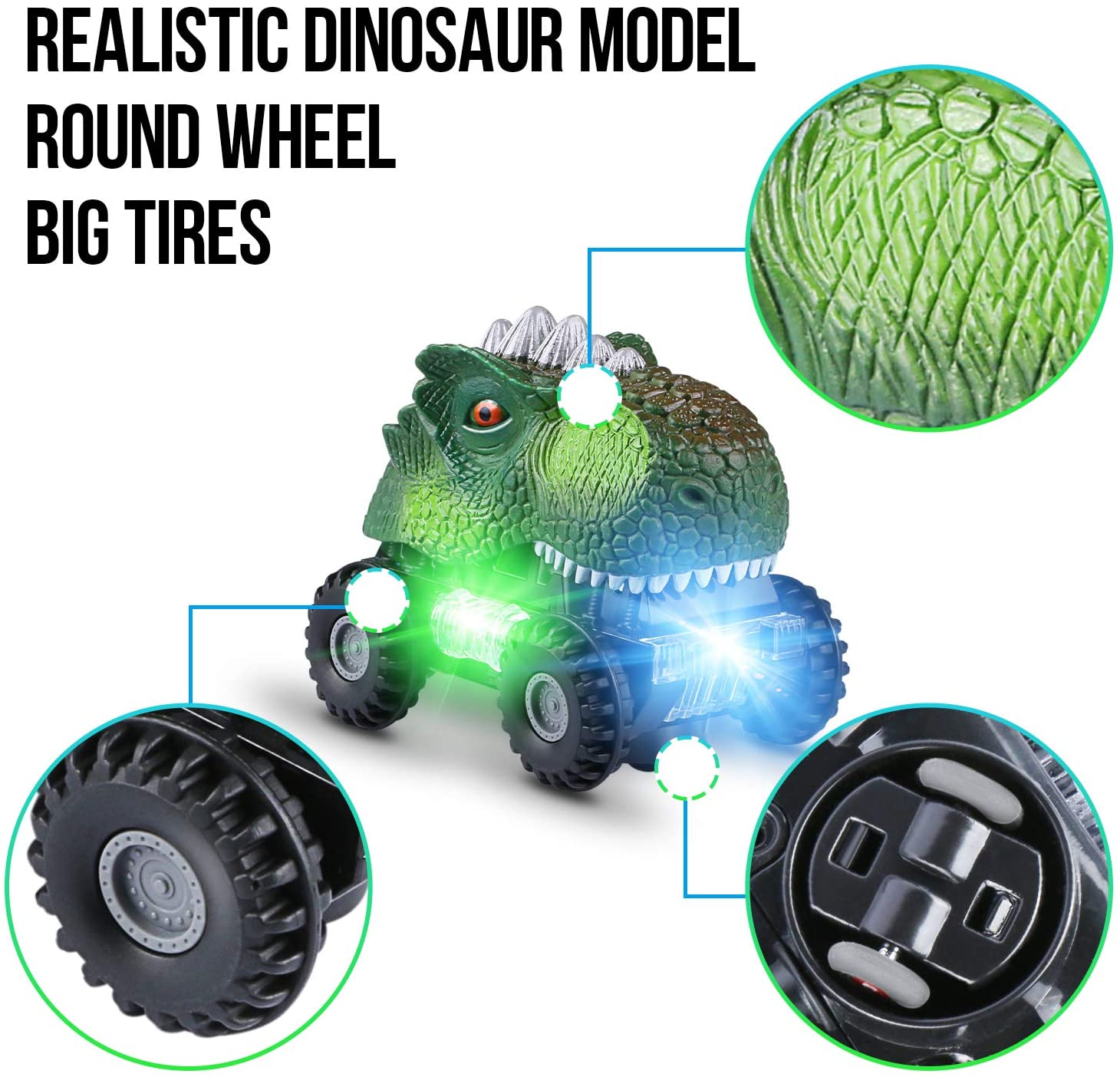 Roaring Dinosaur LED Car (2 PACK)