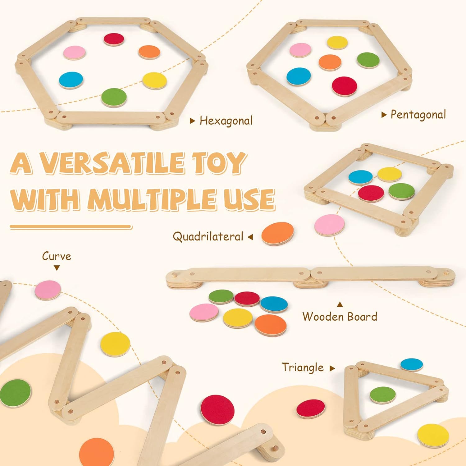 Montessori Wooden Balance Beams with Stepping Stones Set