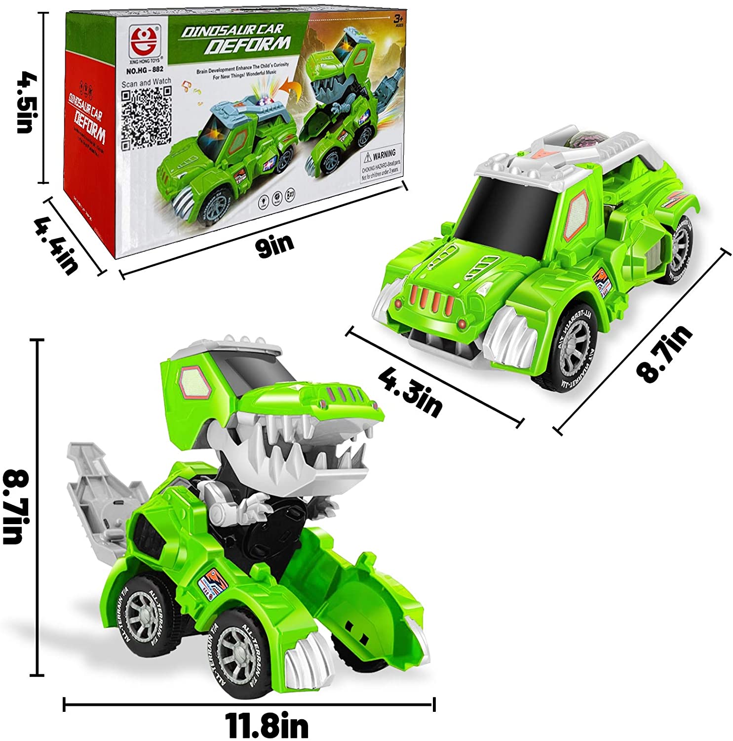 Transforming Dinosaur LED SUV Car