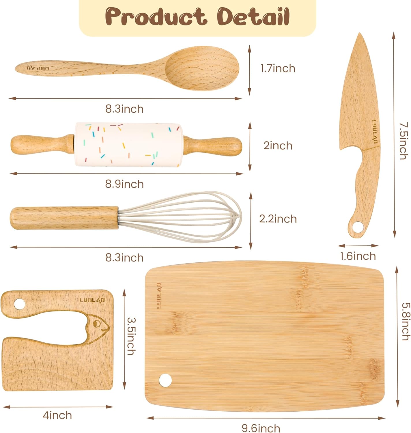 Wooden Baking Set for Kids Cooking