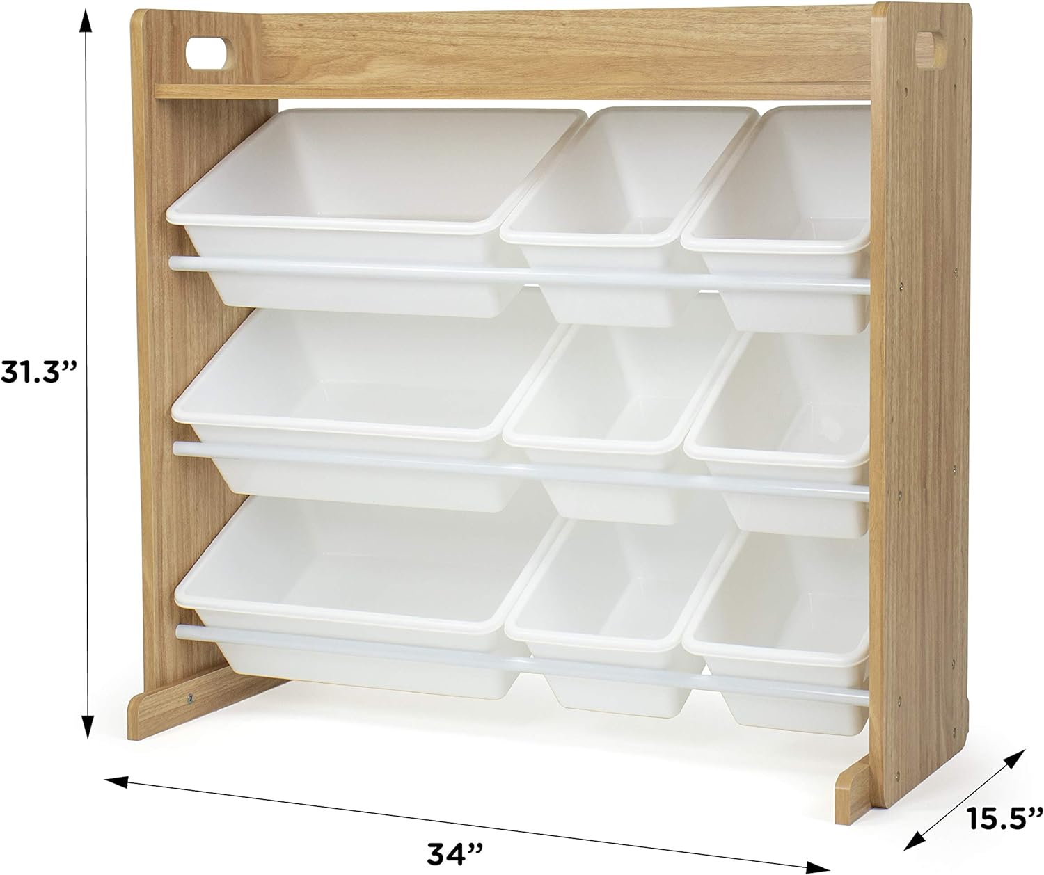 Wooden Toy Organizer with Shelf and 9 Storage Bins