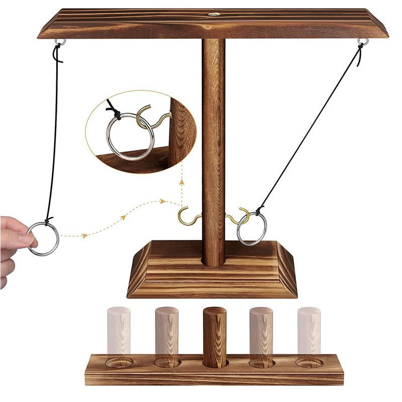 Wooden Hook and Ring Toss Game