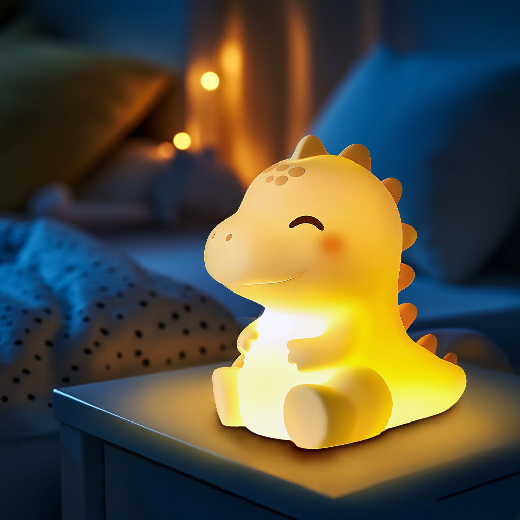 Squishy Silicone Dinosaur LED Night Light - Perfect Gift for Kids and Girls