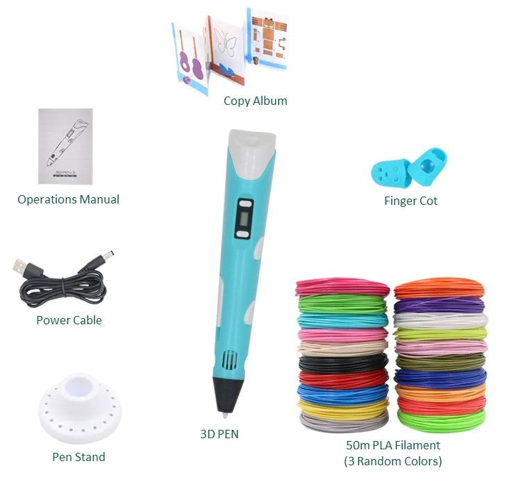 3D Pen Starter Kit - 100M Filament - 10 Colors