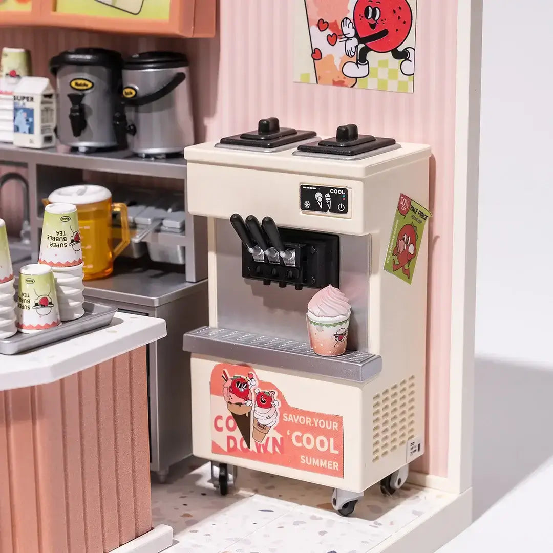 Double Joy Bubble Tea Store DIY Plastic Miniature House | Miniacraft