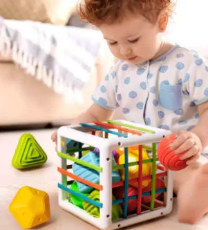 Wooden Shape Sorting Cube - Educational Toy for Kids