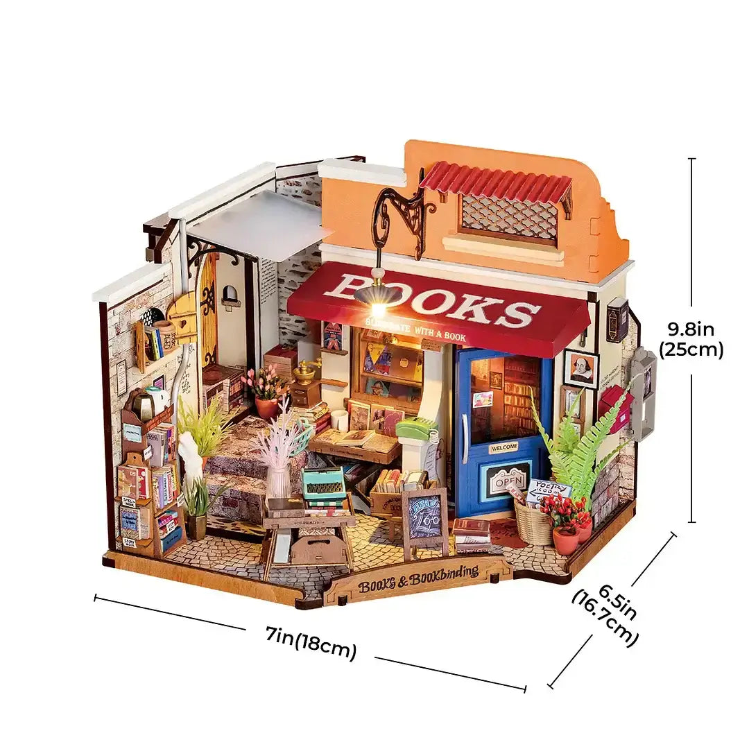 Corner Bookstore DIY Miniature House Kit | Miniacraft