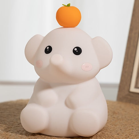 Squishy Silicone Orange Elephant LED Night Light - Perfect Gift for Kids and Girls