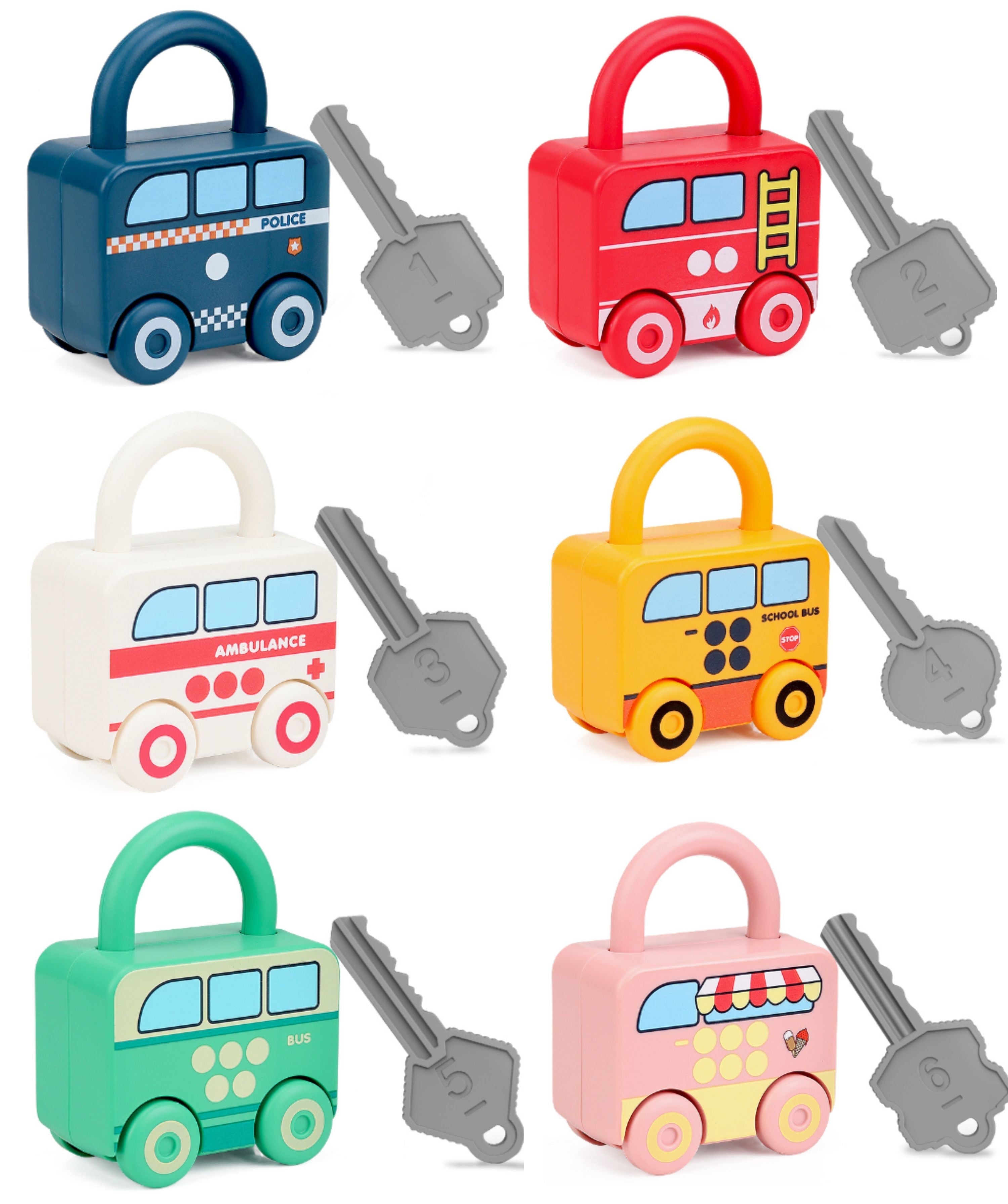 Lock-and-Match Learning Cars (6-Pack)