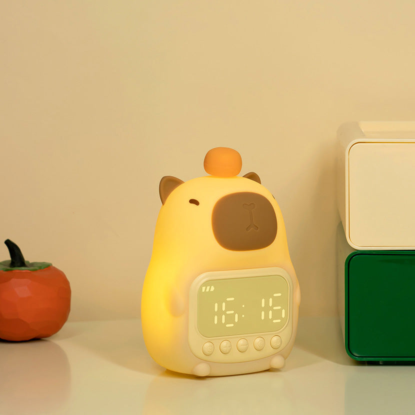 Squishy Silicone Capybara Alarm Clock LED Night Light - Perfect Gift for Kids and Girls