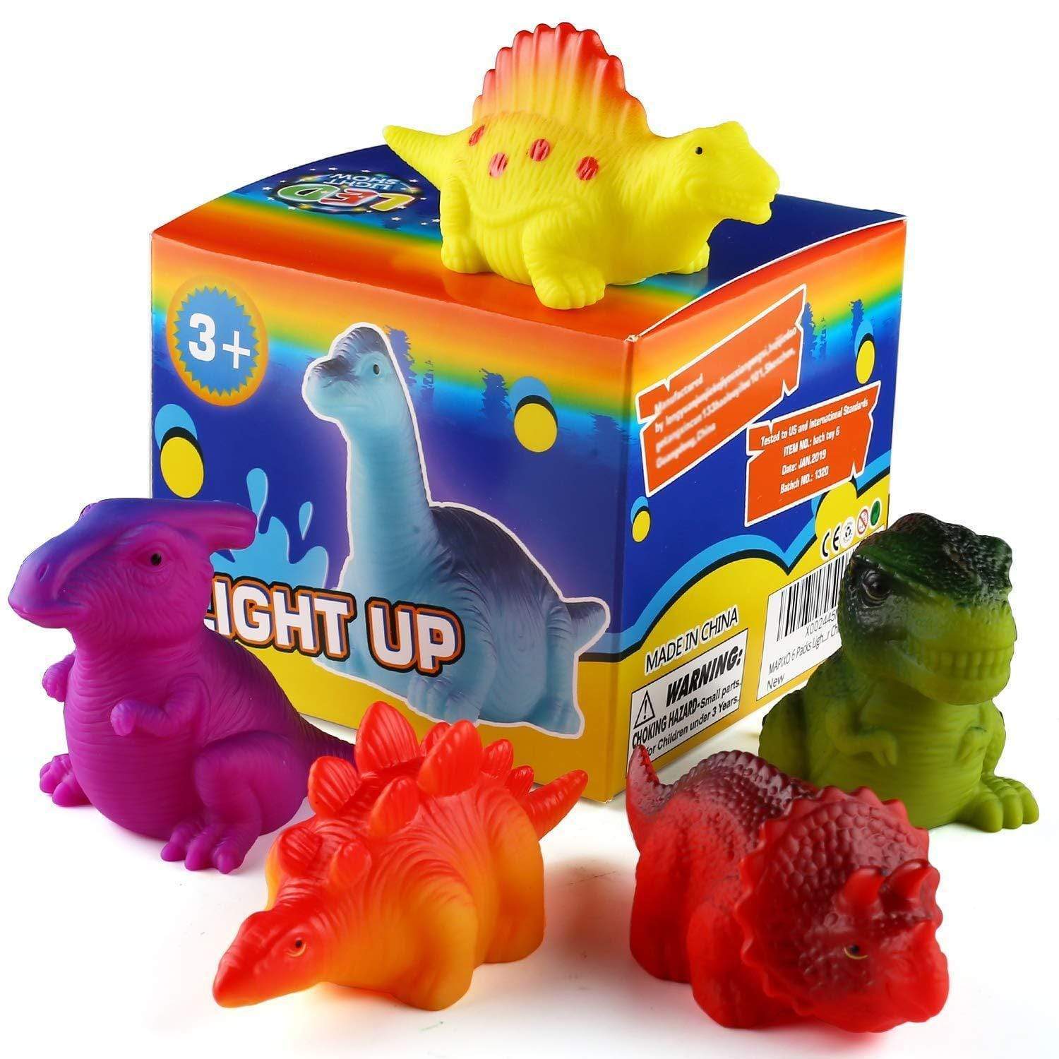 6 Packs Light-Up Floating Dinosaurs Set Water Bathtub Shower Pool Bath Toy