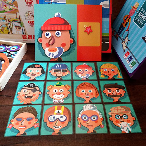 Wooden Creative Faces Magnetic Puzzle Box - EXPLORE, PLAY, & REPEAT!