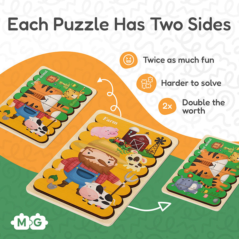 Montessori Double-Sided Puzzles (5 Pack)