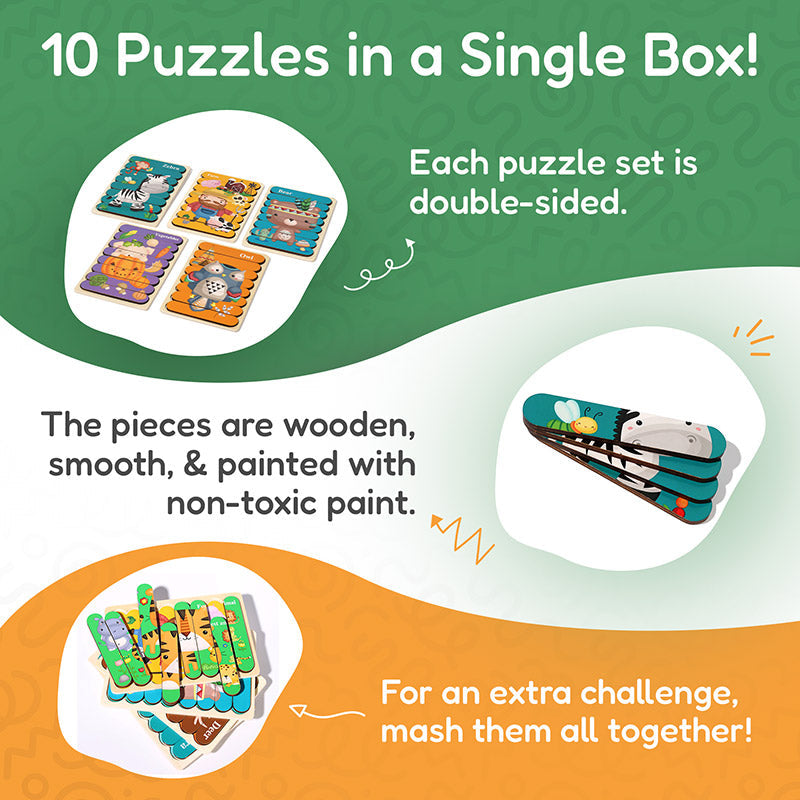 Montessori Double-Sided Puzzles (5 Pack)